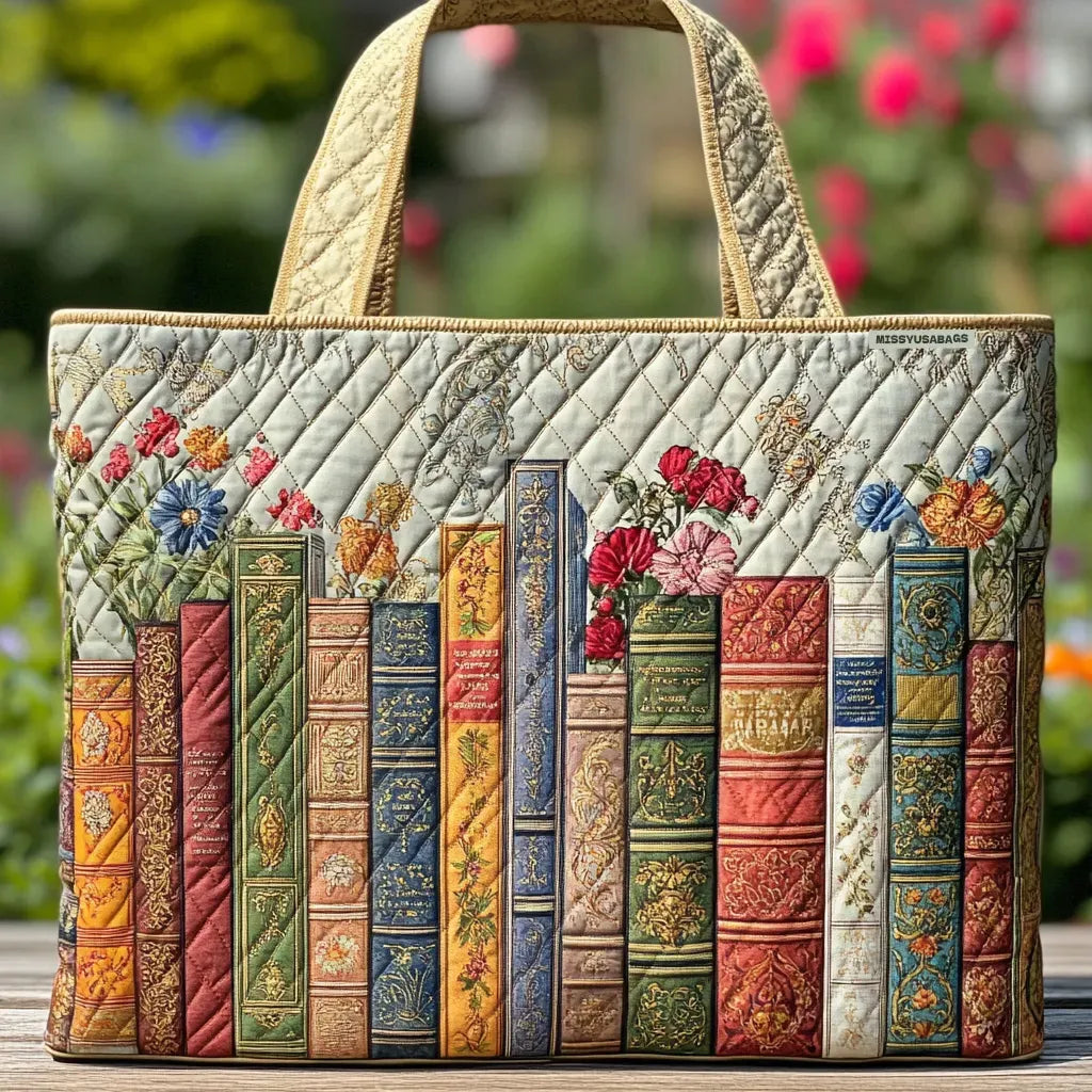 Cartera Tote Acolchada Biblioteca Encantada