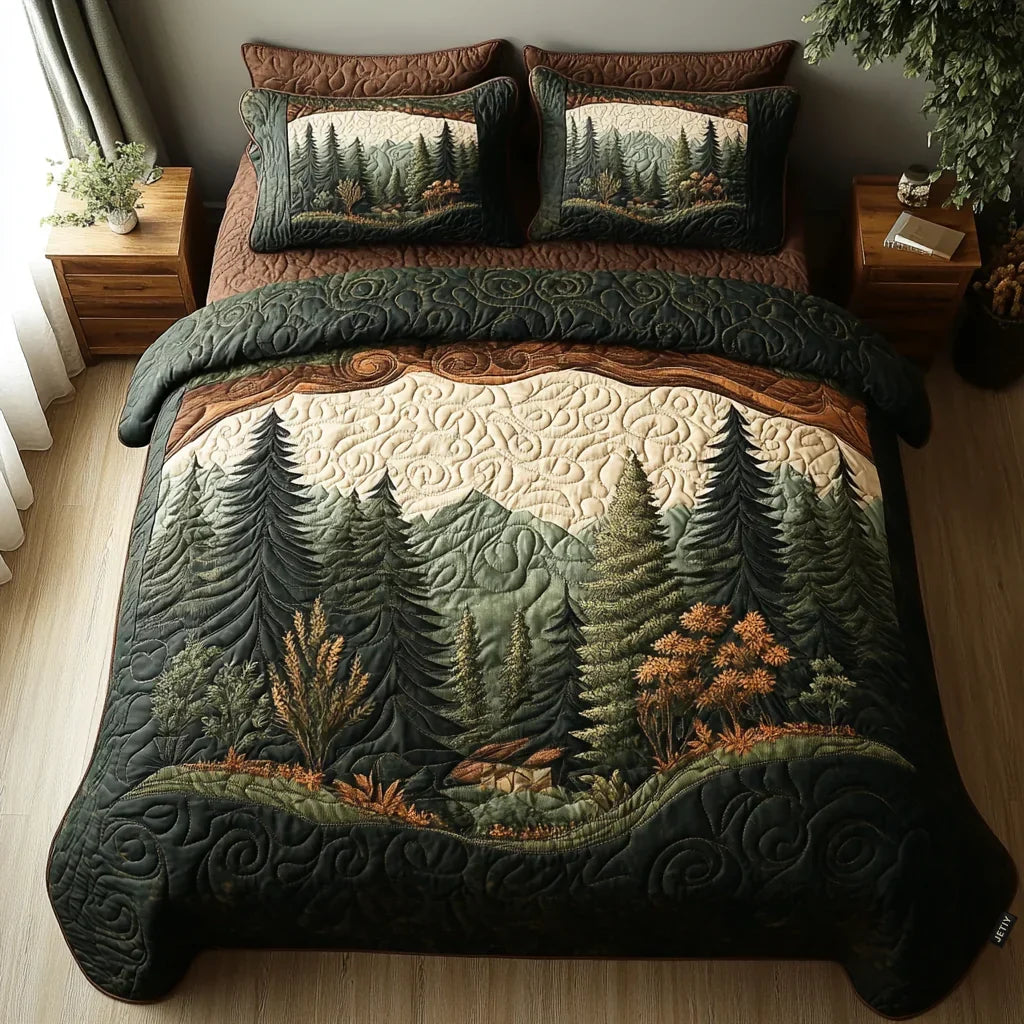 Juego de ropa de cama acolchada de 3 piezas — Paseo por el bosque