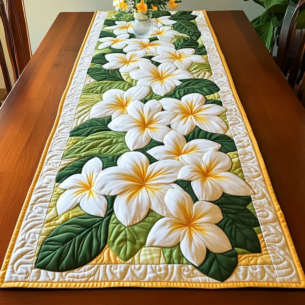 Camino de mesa acolchado — Flor de Plumeria