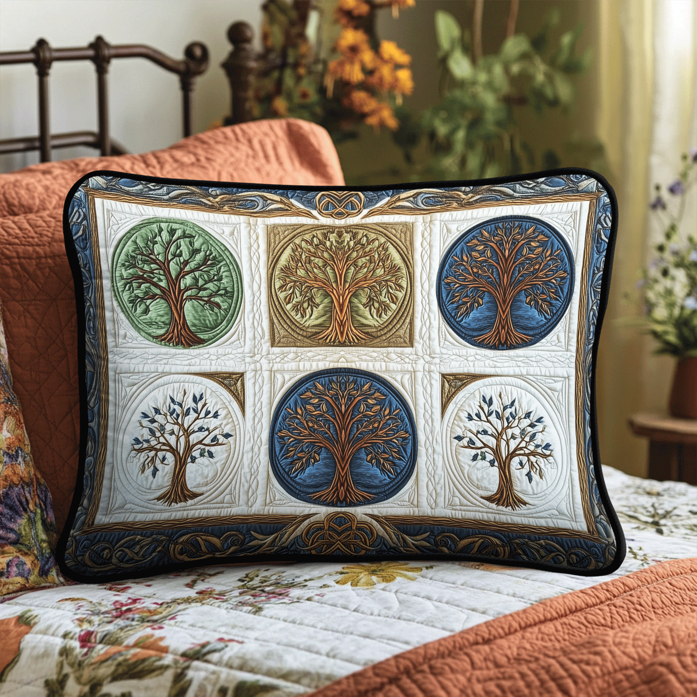 Funda de Almohada Acolchada del Bosque Etéreo