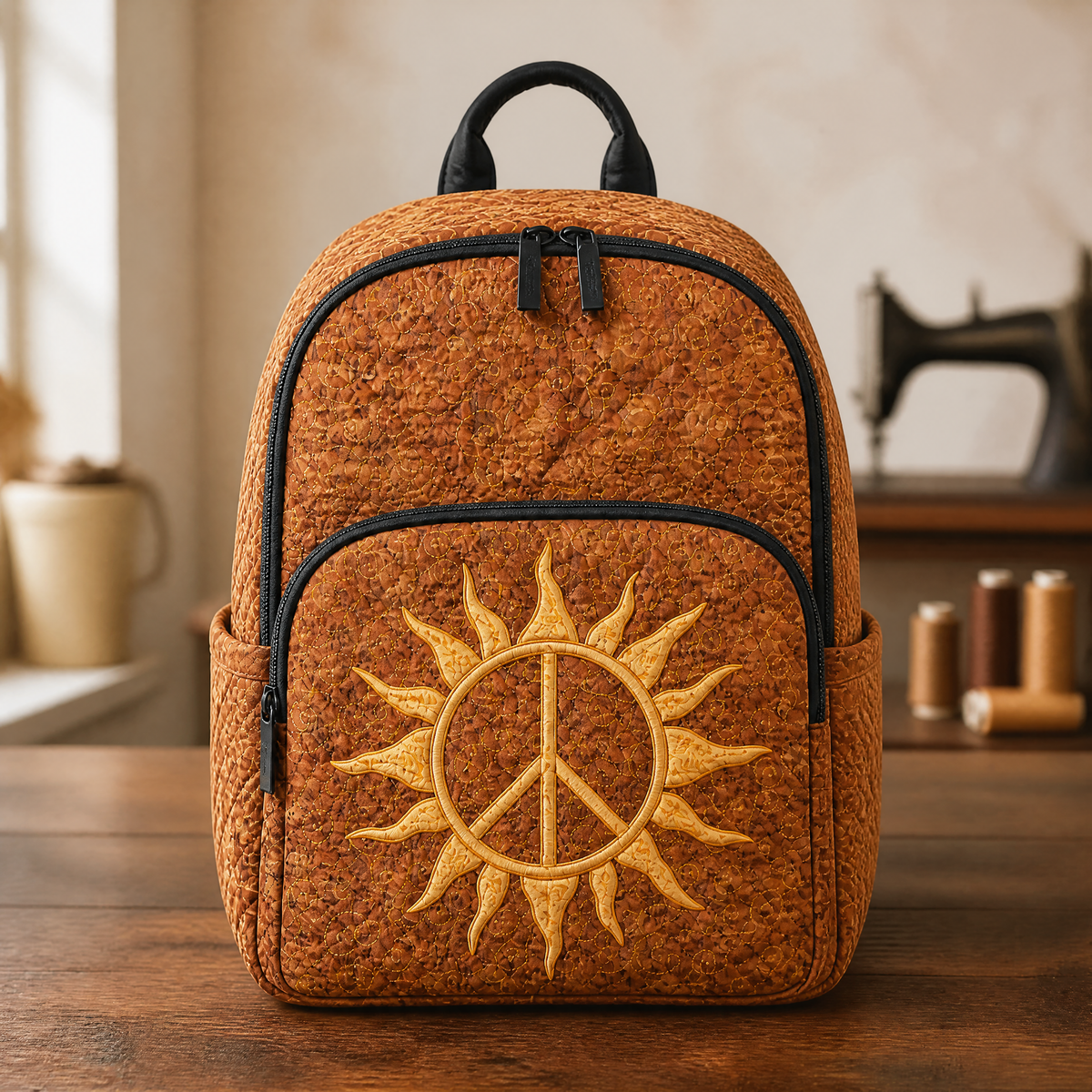 Mochila acolchada — Símbolo del sol y la paz