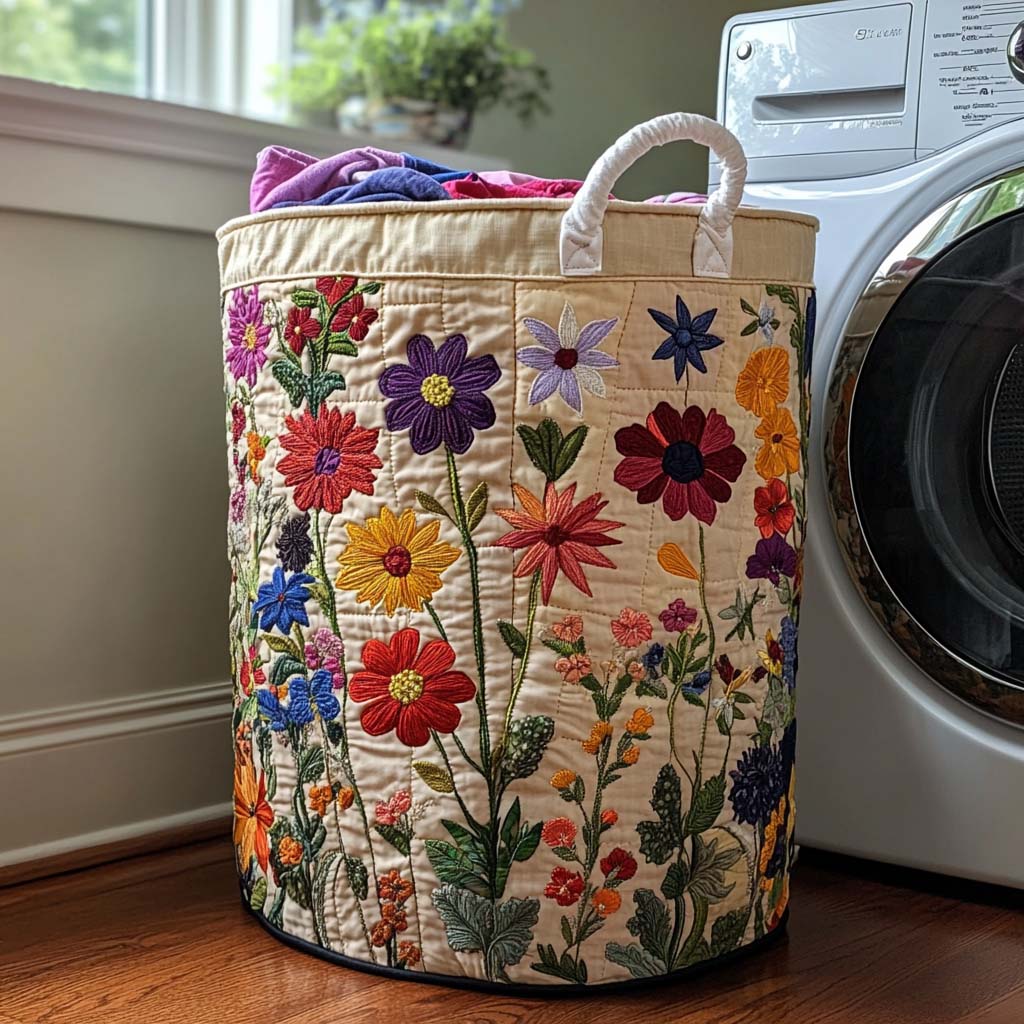 Canasto de ropa acolchado — Flor Radiante