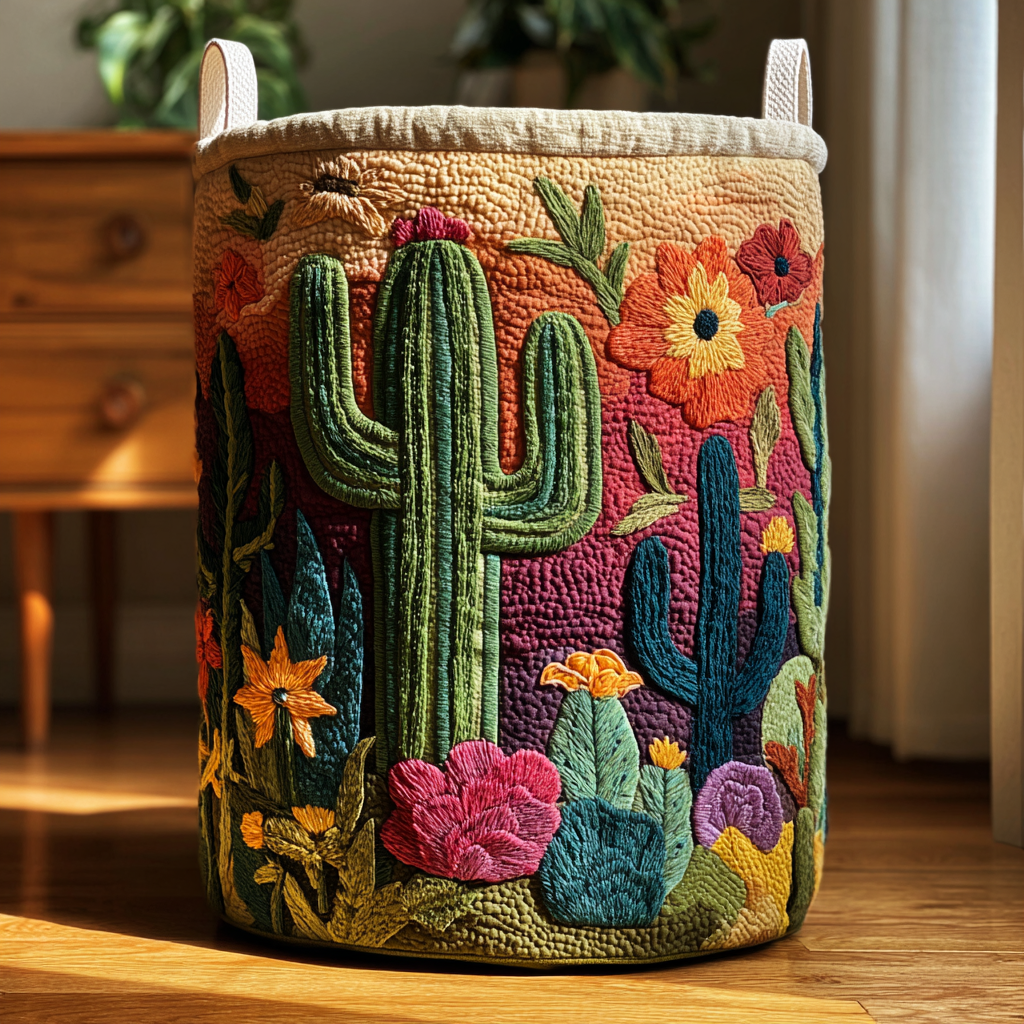 Canasto de ropa acolchado — Horizonte de Cactus II
