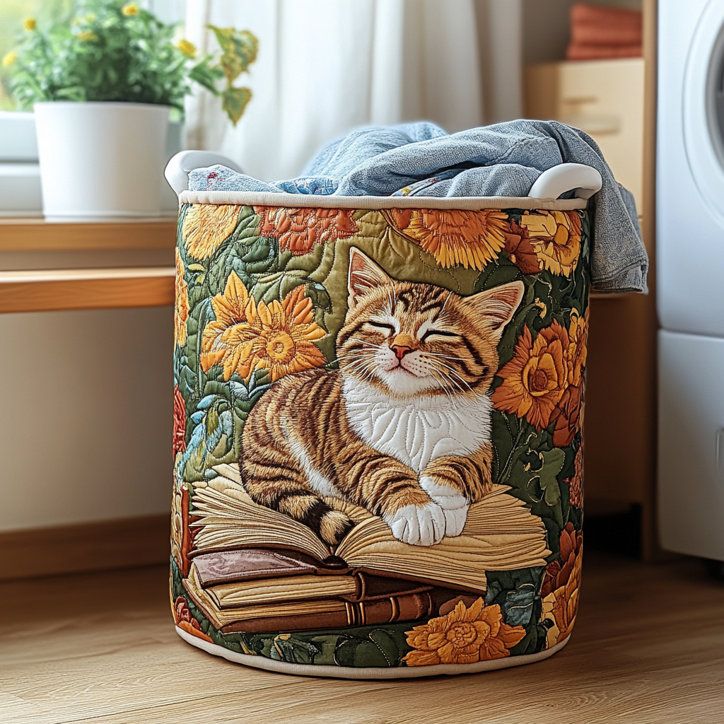 Canasto de ropa acolchado — Gato en Flor