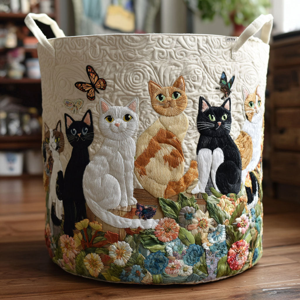 Canasto de ropa acolchado — Gatos del Jardín