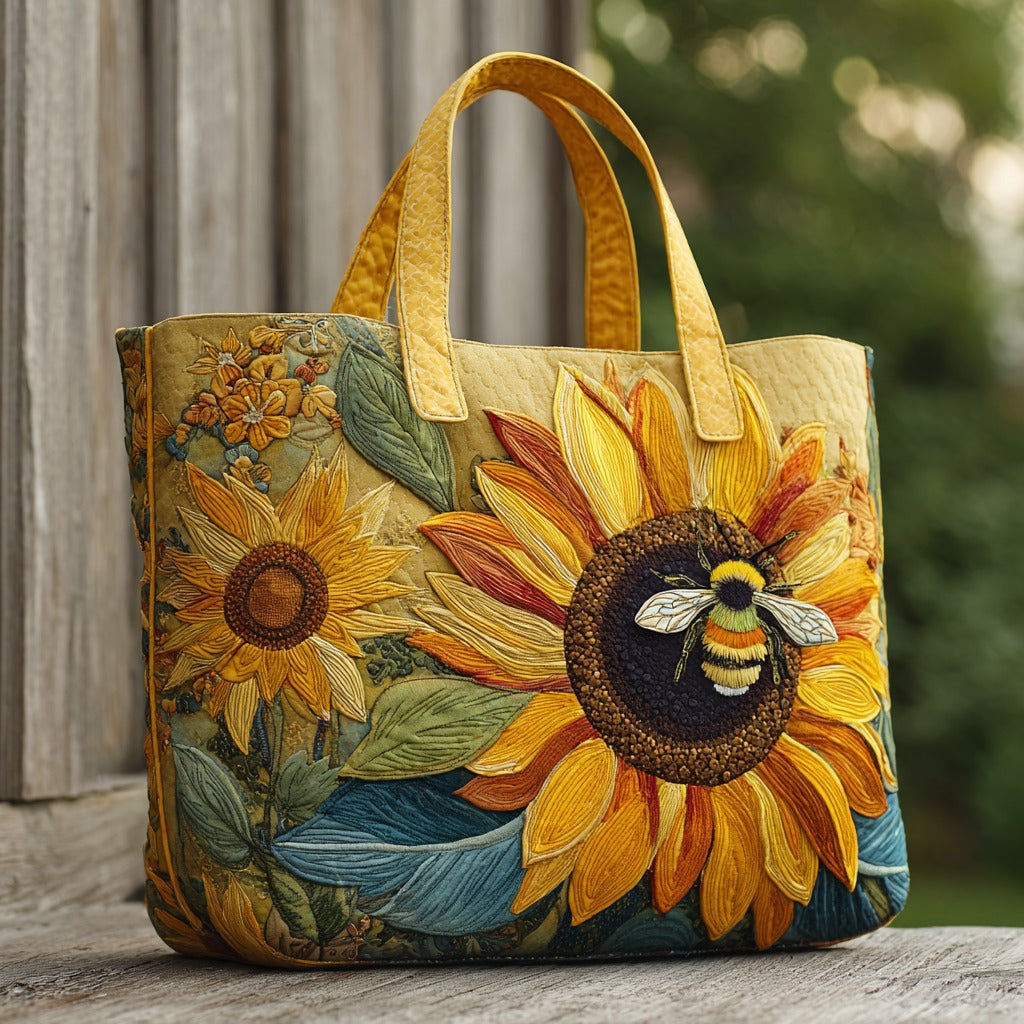 Bolso tote acolchado — Abeja sobre Girasol