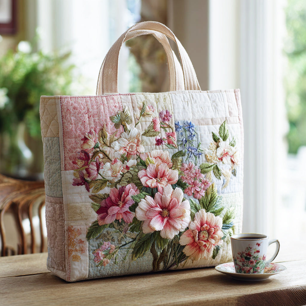 Bolso tote acolchado — Ramo de Flores Suaves