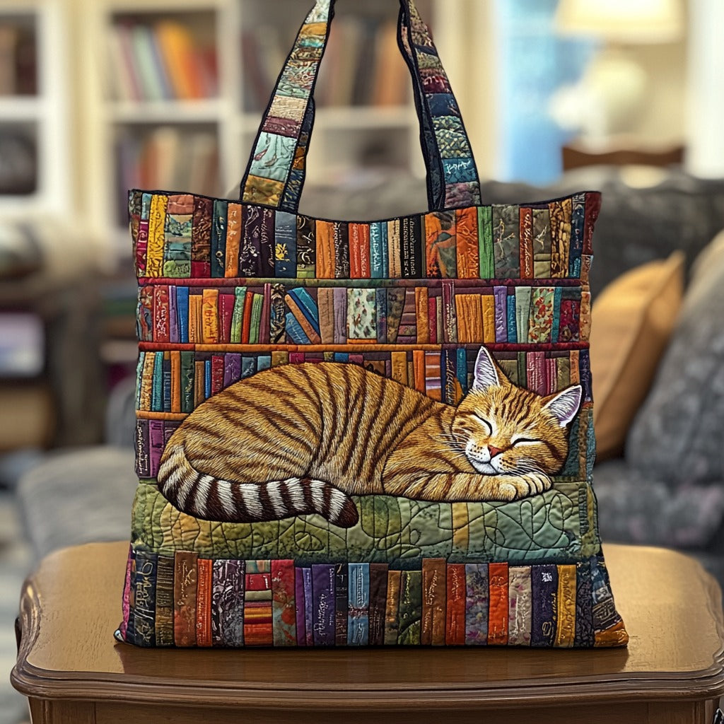 Bolso tote acolchado — Gato Dormido sobre los Libros