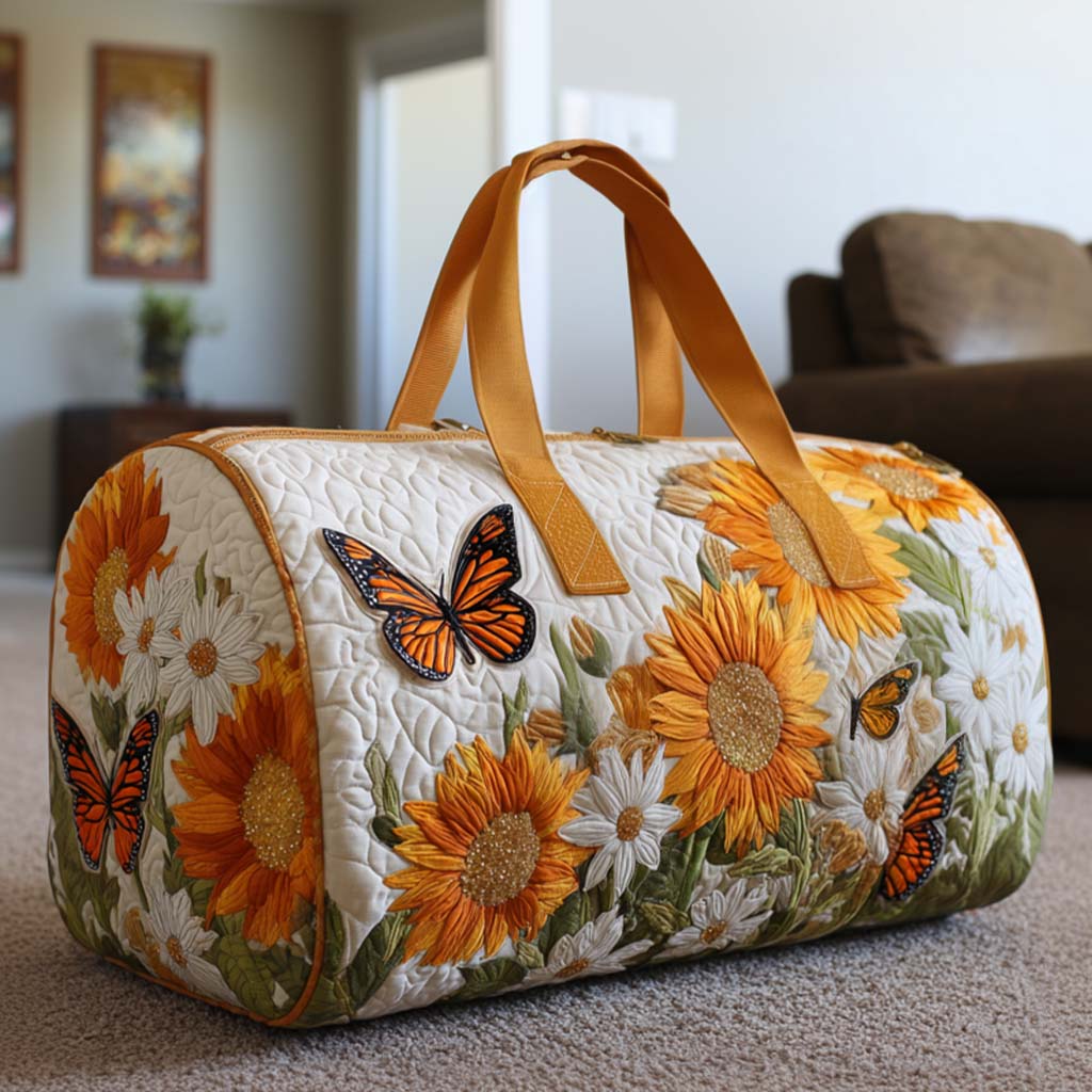 Bolso duffle acolchado — Girasoles y Mariposa