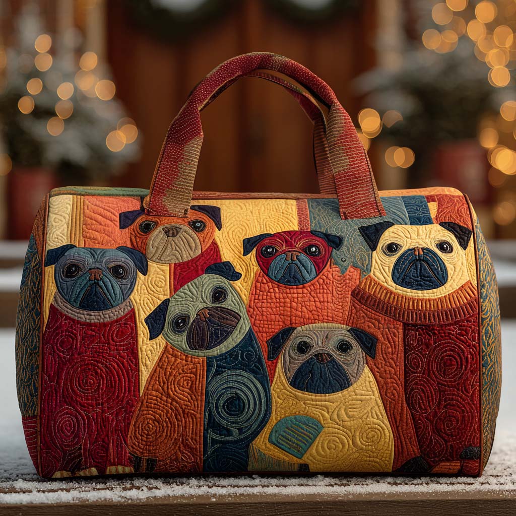 Bolso duffle acolchado — Pugs en Geometría de Colores