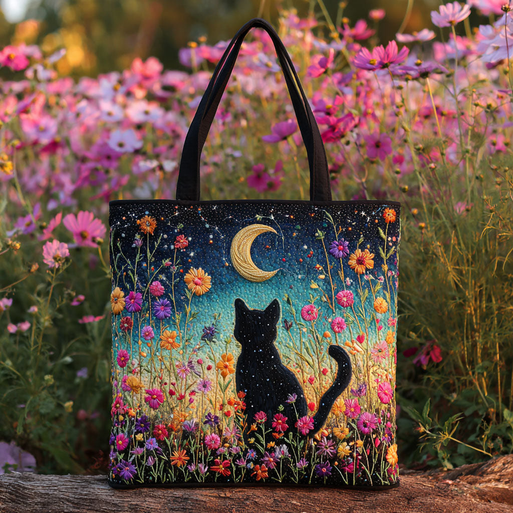 Bolso tote acolchado — Gato en Noche Estrellada