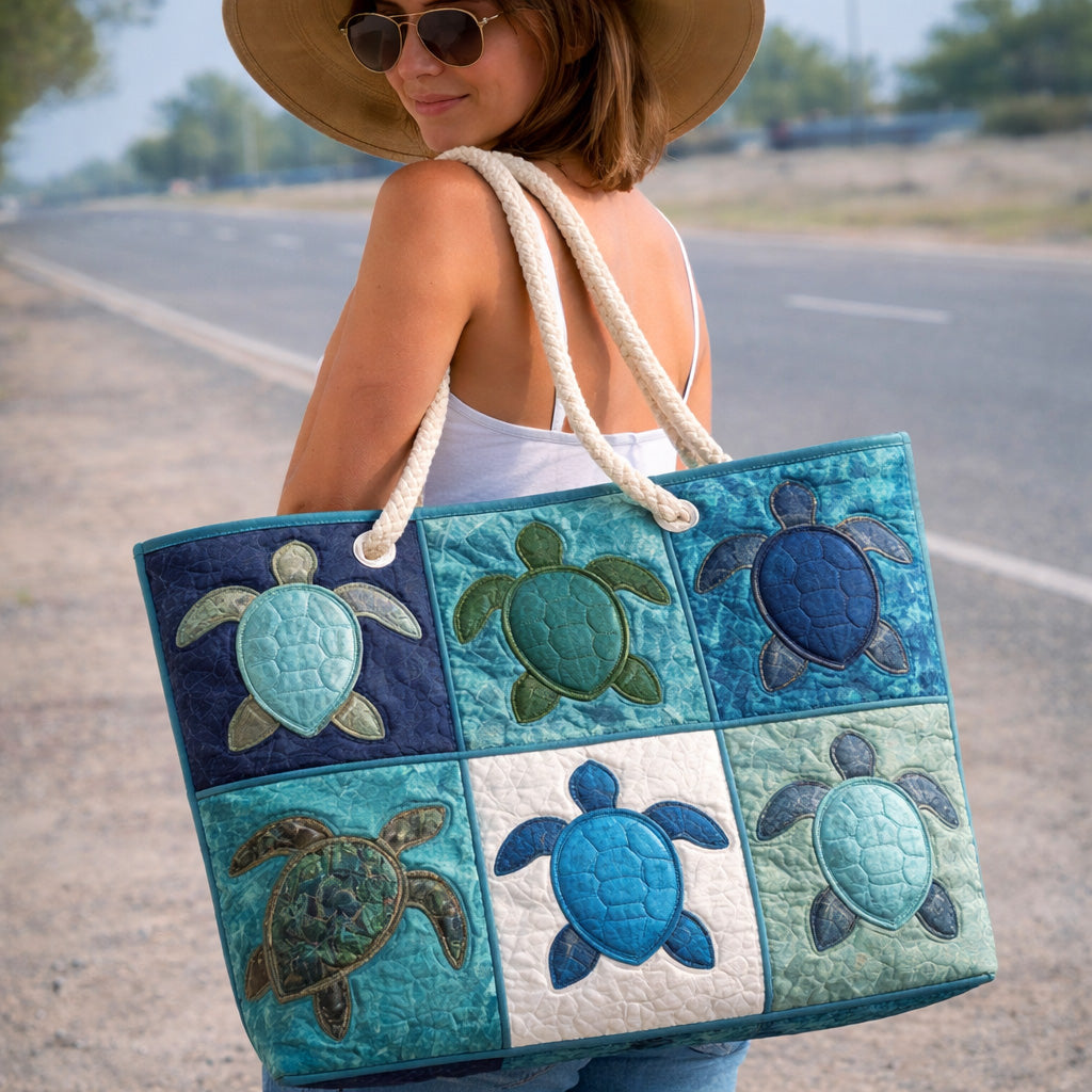 Bolso de playa artesanal — Tortuga Marina Azul