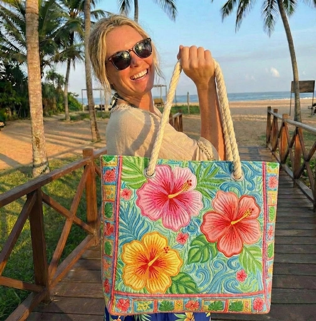 Bolso de playa artesanal — Floración Tropical