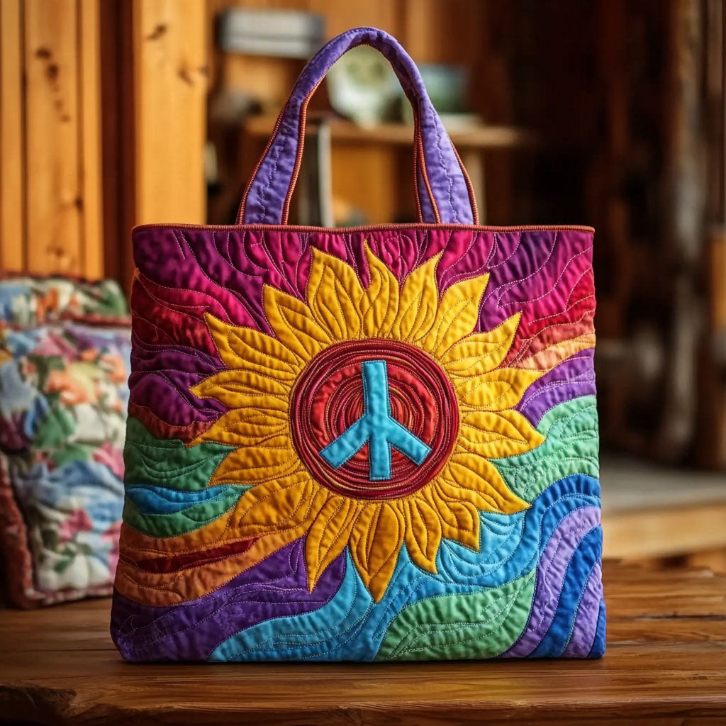 Bolso tote acolchado — Girasol Corazón Feliz