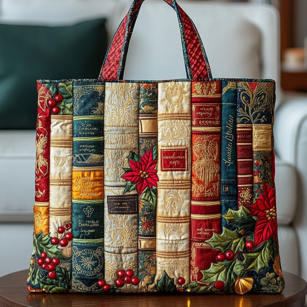 Bolso tote acolchado — Libros y Flor Roja