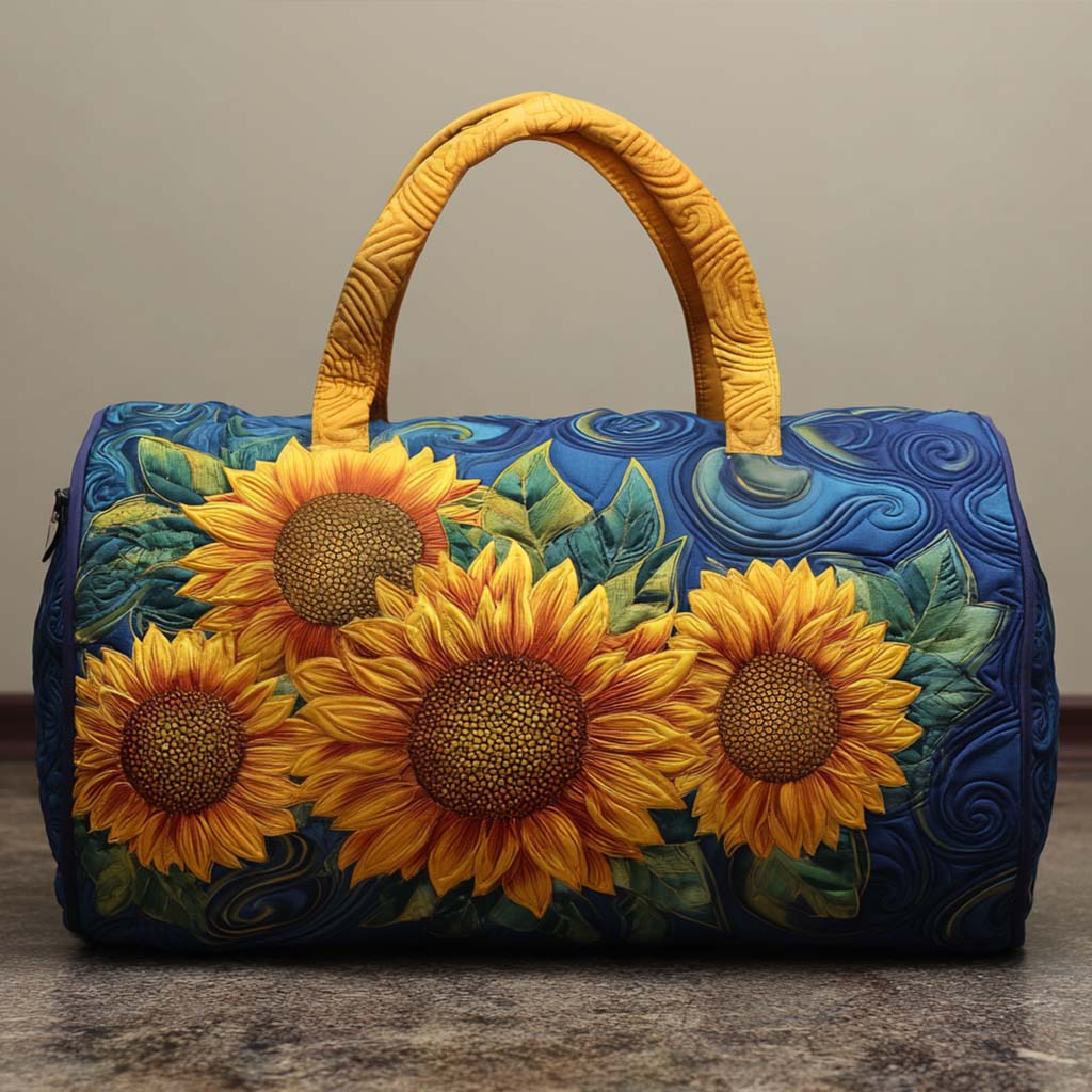 Bolso duffle acolchado — Girasoles en Azul