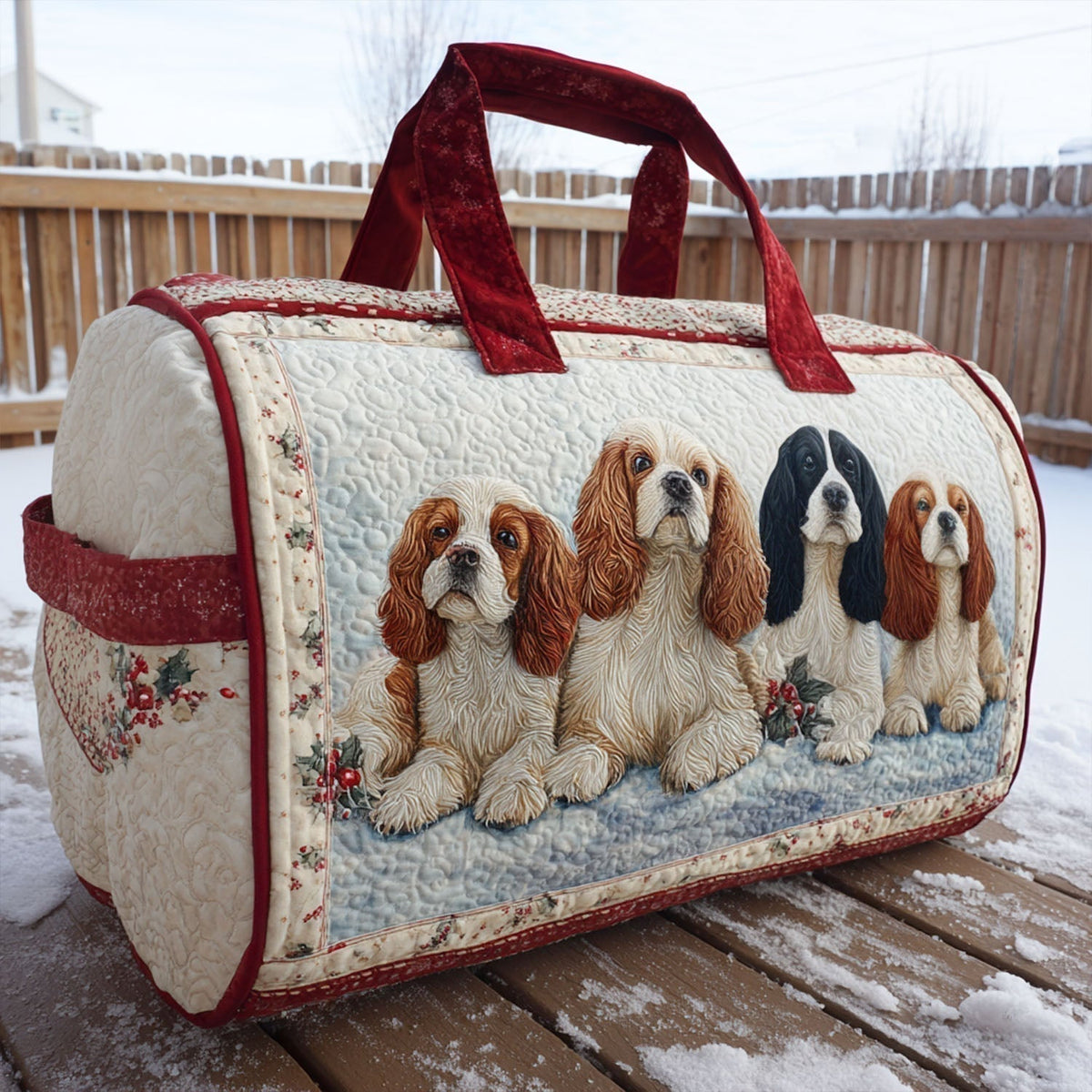 Bolso duffle acolchado — Cavalier sobre Fondo Crema
