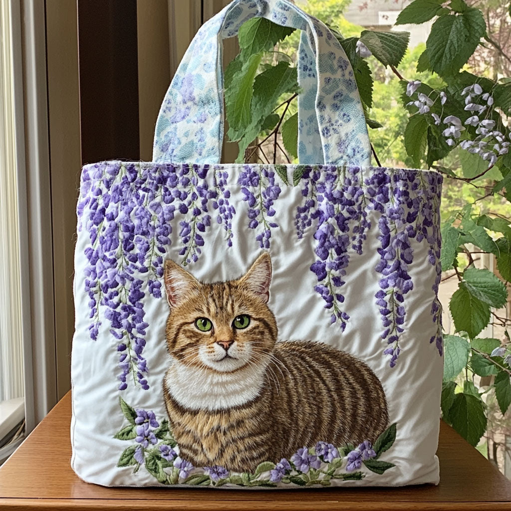 Bolso tote acolchado — Gato en el Campo de Lavanda