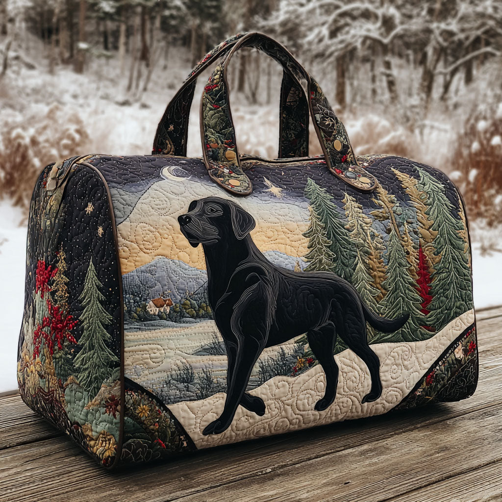 Bolso duffle acolchado — Labrador Negro al Anochecer