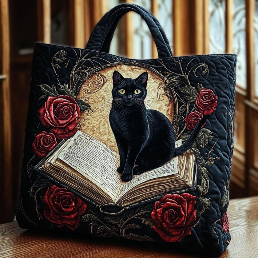 Bolso tote acolchado — Gato Negro sobre Libro Abierto