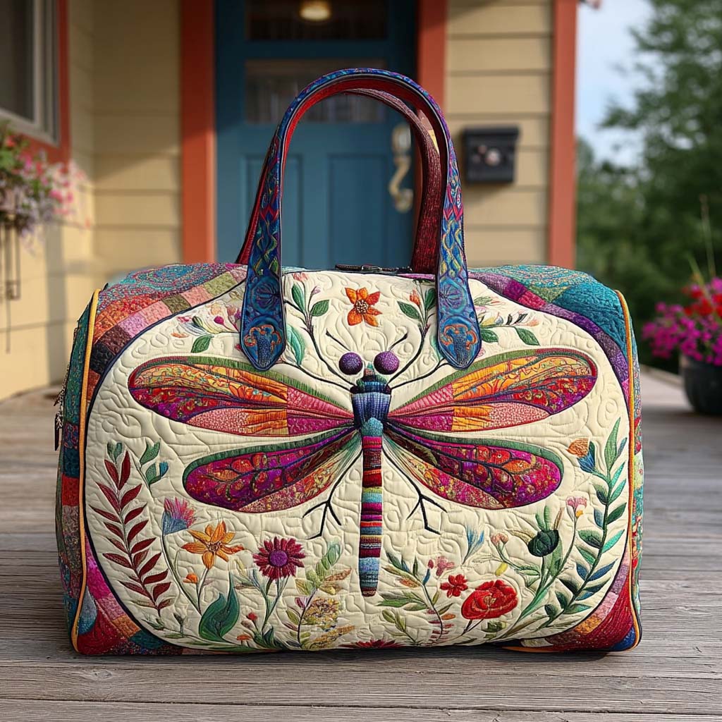 Bolso duffle acolchado — Libélula y Plantas Silvestres
