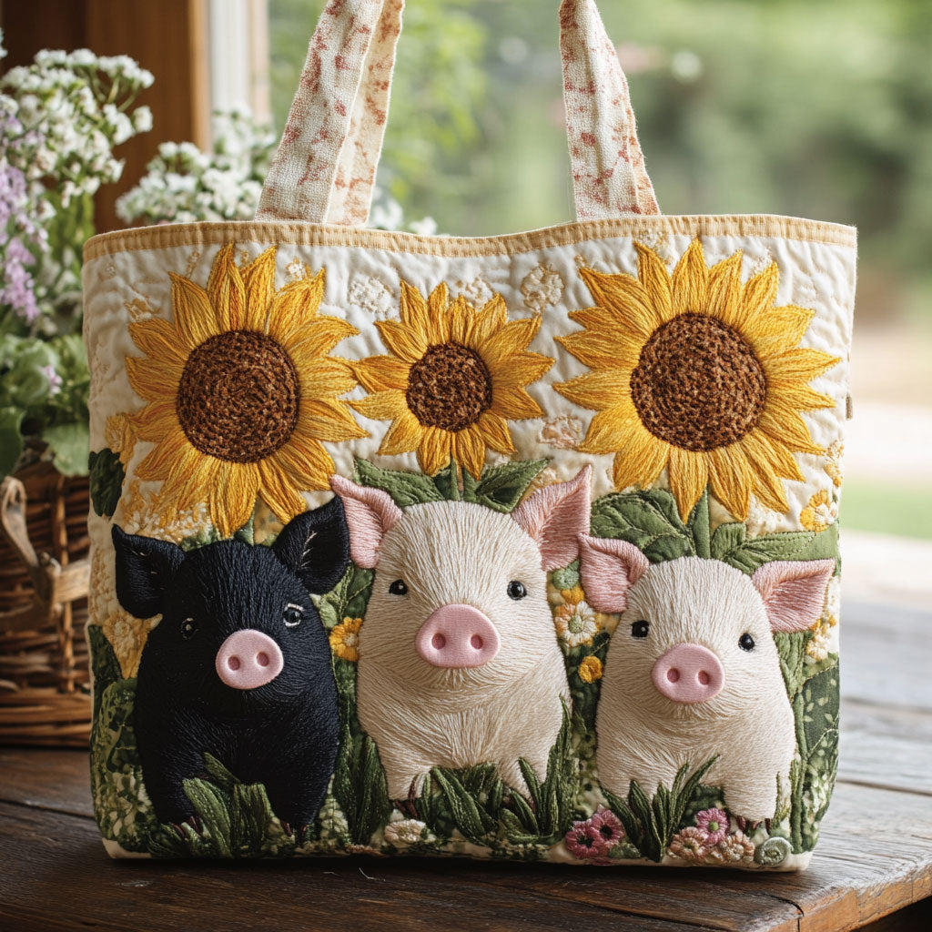 Bolso tote acolchado — Chanchitos y Girasoles