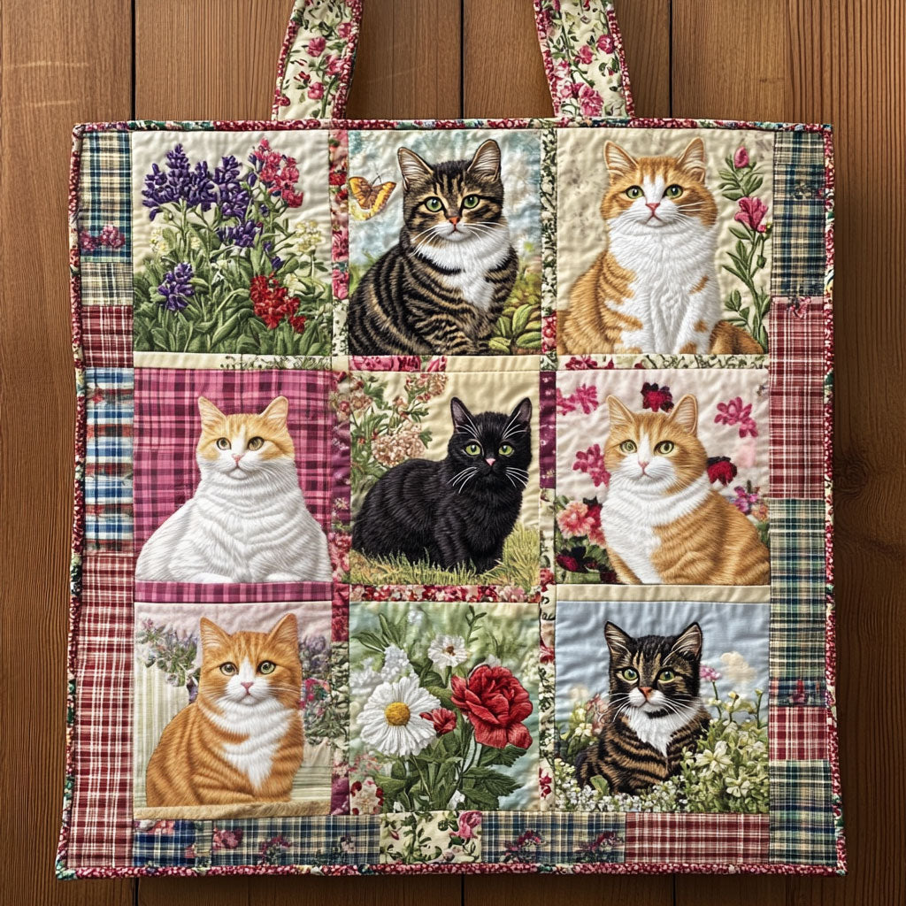 Bolso tote acolchado — Retazos de Gatos