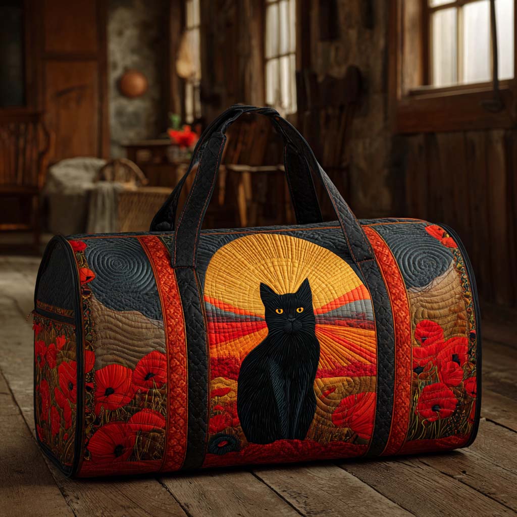 Bolso duffle acolchado — Gato Negro al Atardecer