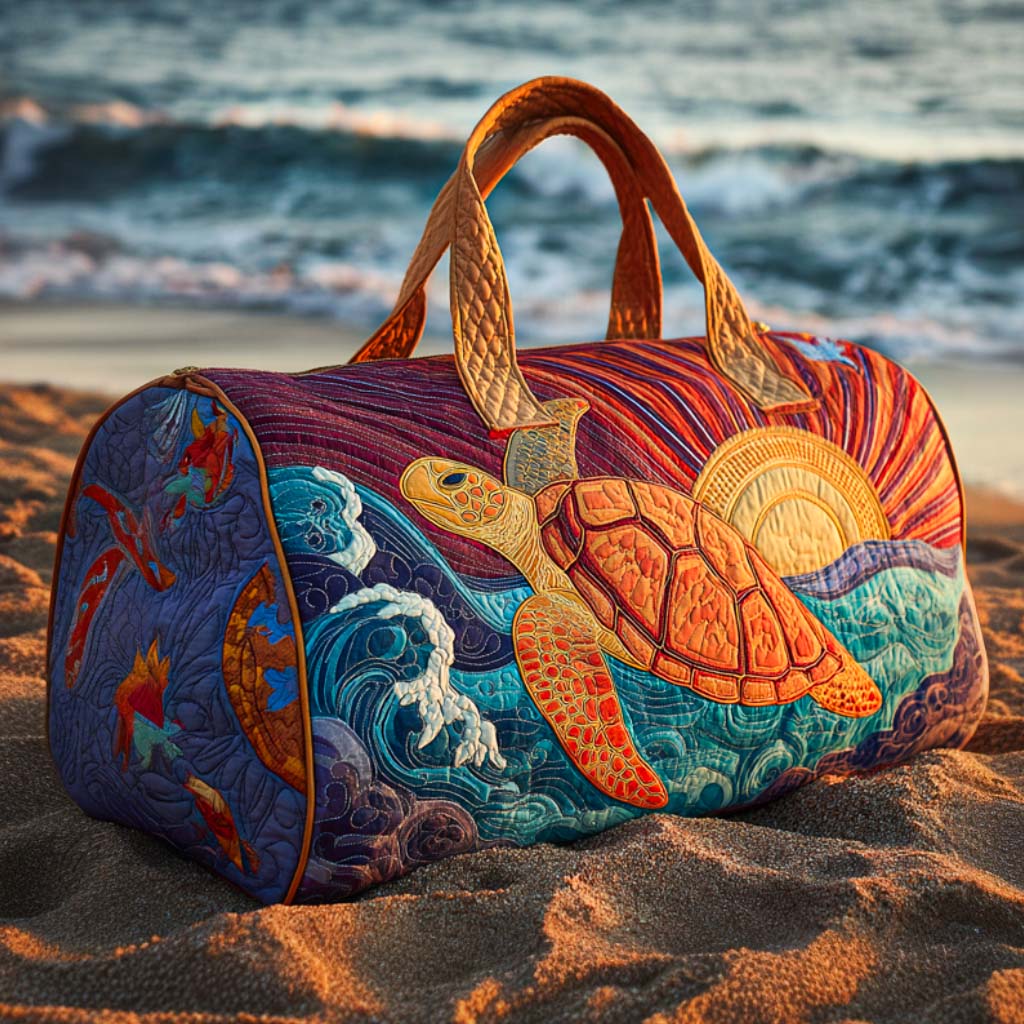 Bolso duffle acolchado — Tortuga Marina sobre Ola Dorada