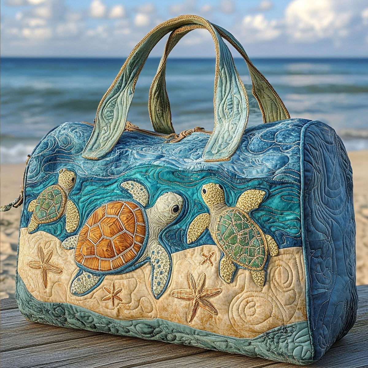 Bolso duffle acolchado — Tortugas Marinas y Caracolas