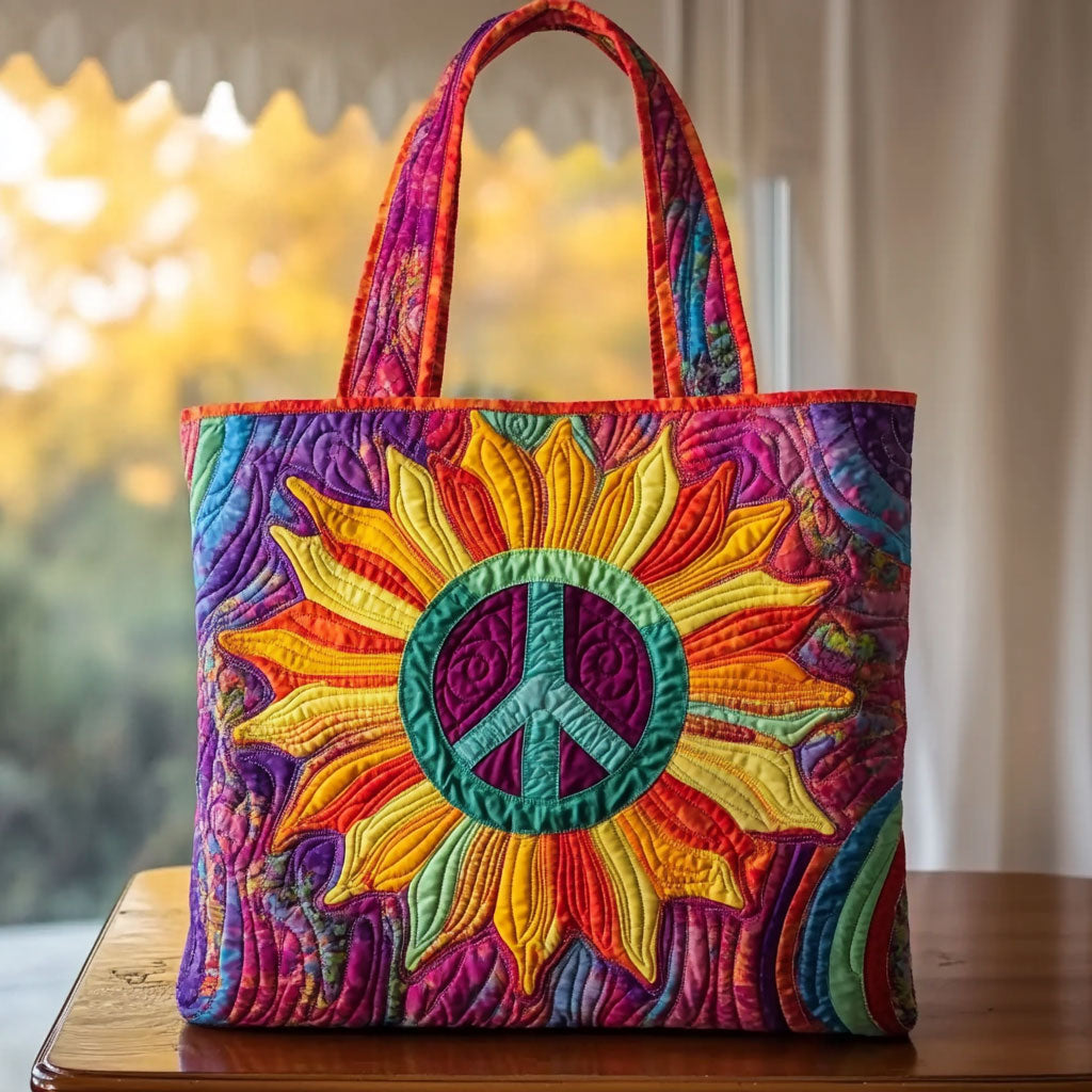 Bolso tote acolchado — Girasol con Brillo Cálido