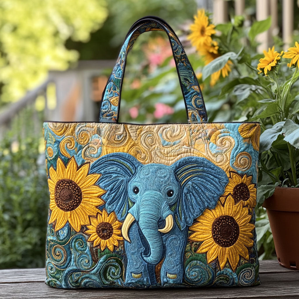 Bolso tote acolchado — Elefante y Girasoles