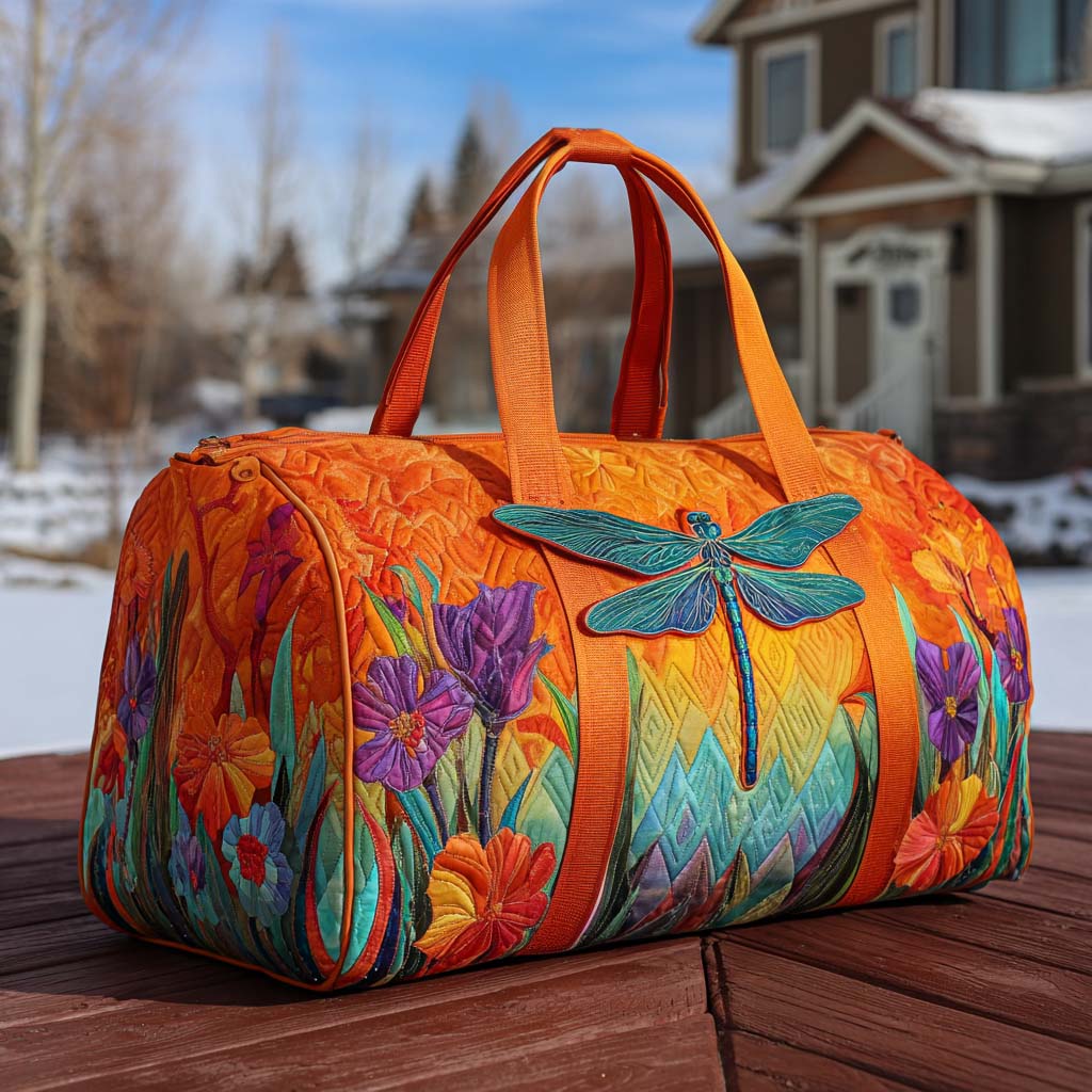 Bolso duffle acolchado — Libélula y Flores Silvestres