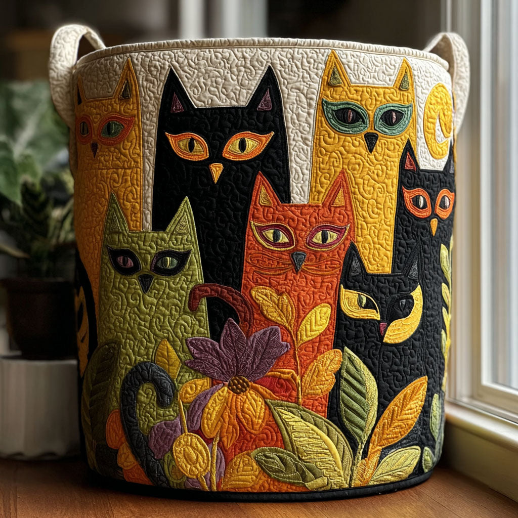 Canasto de ropa acolchado — Gatos de Fiesta
