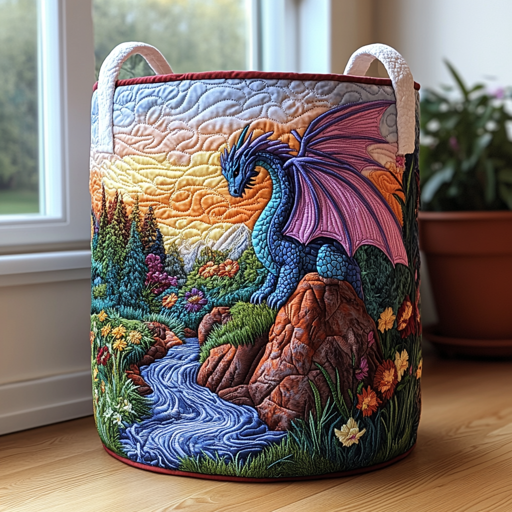 Canasto de ropa acolchado — Dragón Místico