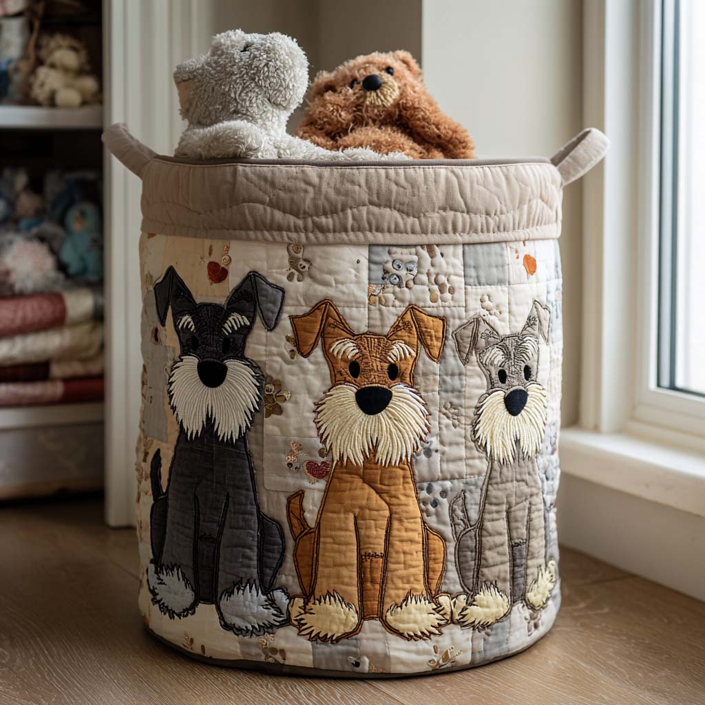 Canasto de ropa acolchado — Schnauzer Patchwork