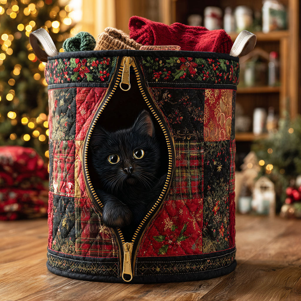 Canasto de ropa acolchado — Gato a Cuadros
