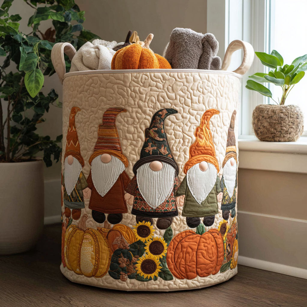 Canasto de ropa acolchado — Gnomo entre Calabazas