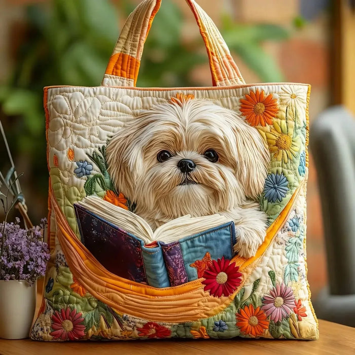 Cartera — Shih Tzu con Libros y Flores