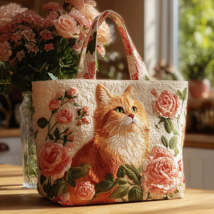 Cartera — Gato Rojo con Rosas