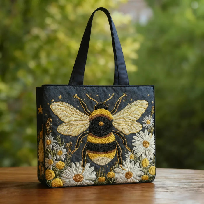 Cartera — Abeja con Margaritas y Estrellas