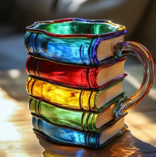 Taza Colorida con Tema de Libros