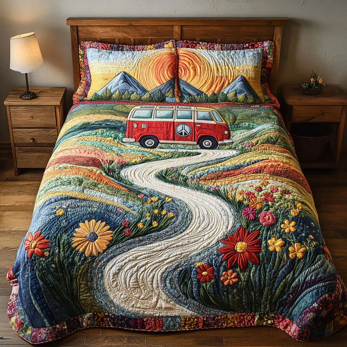 Conjunto de ropa de cama acolchada de 3 piezas — Viaje Vintage