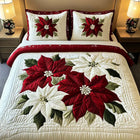 Conjunto de ropa de cama acolchada de 3 piezas — Poisetia de invierno