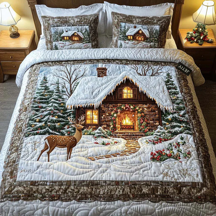 Conjunto de ropa de cama acolchada de 3 piezas — Cabaña acogedora