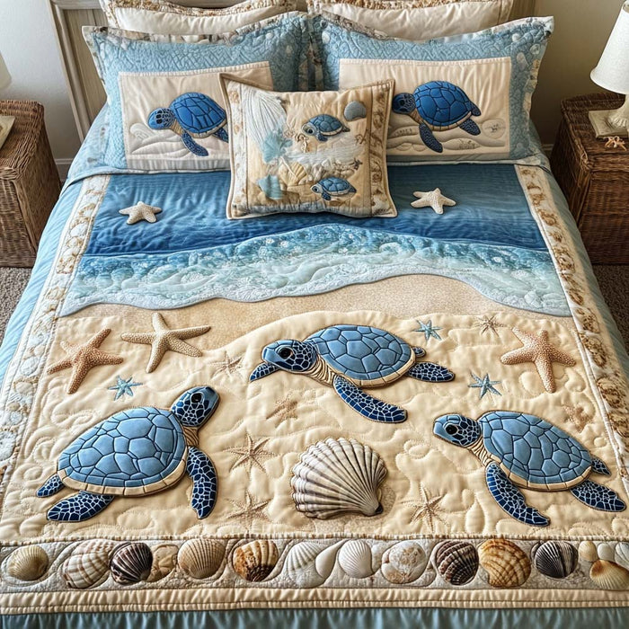 Conjunto de ropa de cama acolchada de 3 piezas — Tortugas