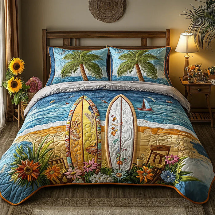 Conjunto de ropa de cama acolchada de 3 piezas — Brisa de la Isla