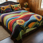 Conjunto de ropa de cama acolchada de 3 piezas — Sueños de Girasoles en el Campo