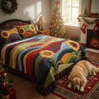 Conjunto de ropa de cama acolchada de 3 piezas — Sueños de Girasoles en el Campo