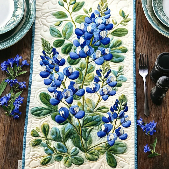 Camino de mesa acolchado — Serenata de Bluebonnets